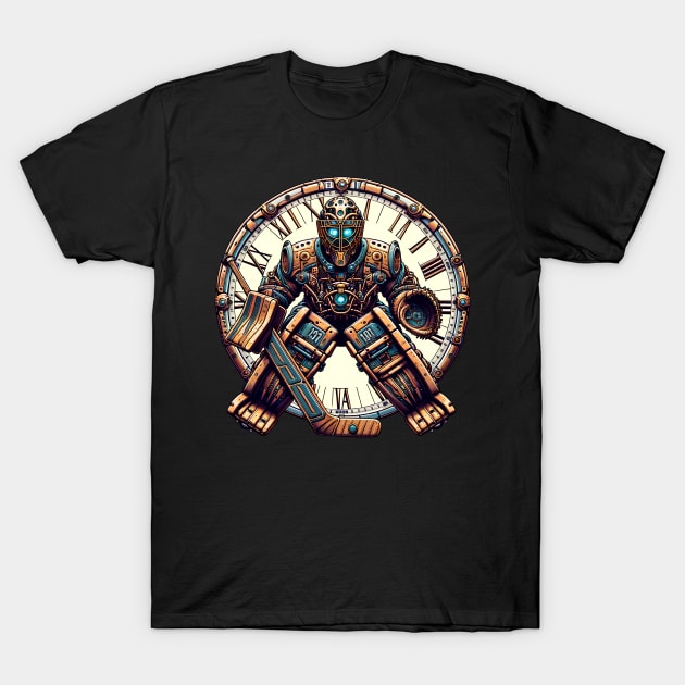 Ice Hockey Time Travel AI Robot Goalie T-Shirt by E